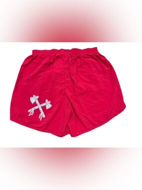 Vintage Tomahawk Nylon Athletic Shorts Cobblestones Red White Unisex XL USA 80s